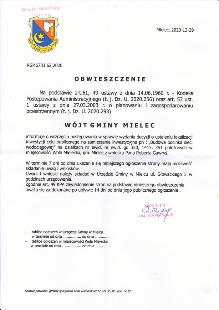 obwieszczenie