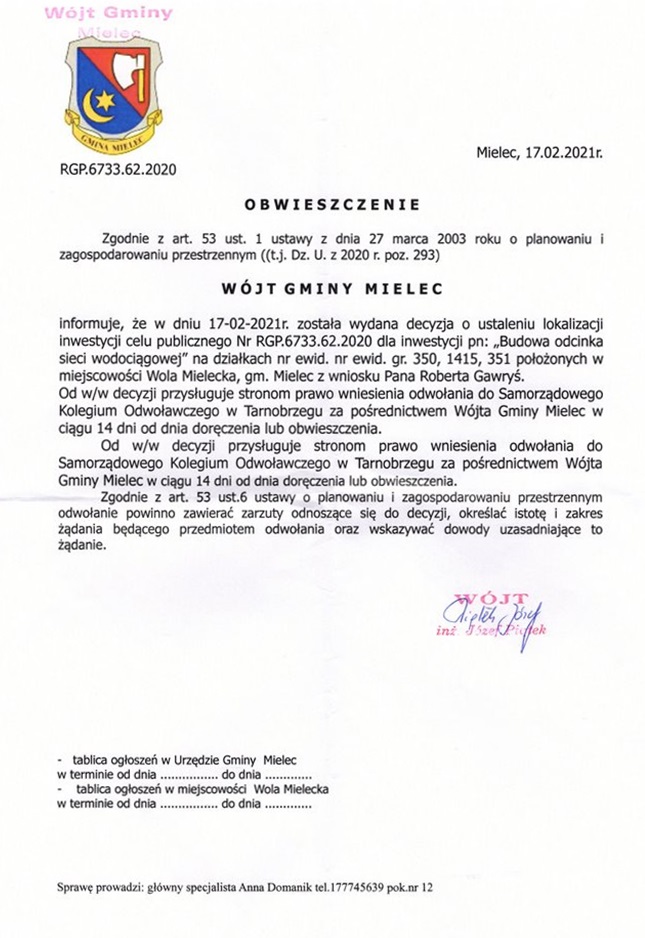 Obwieszczenie