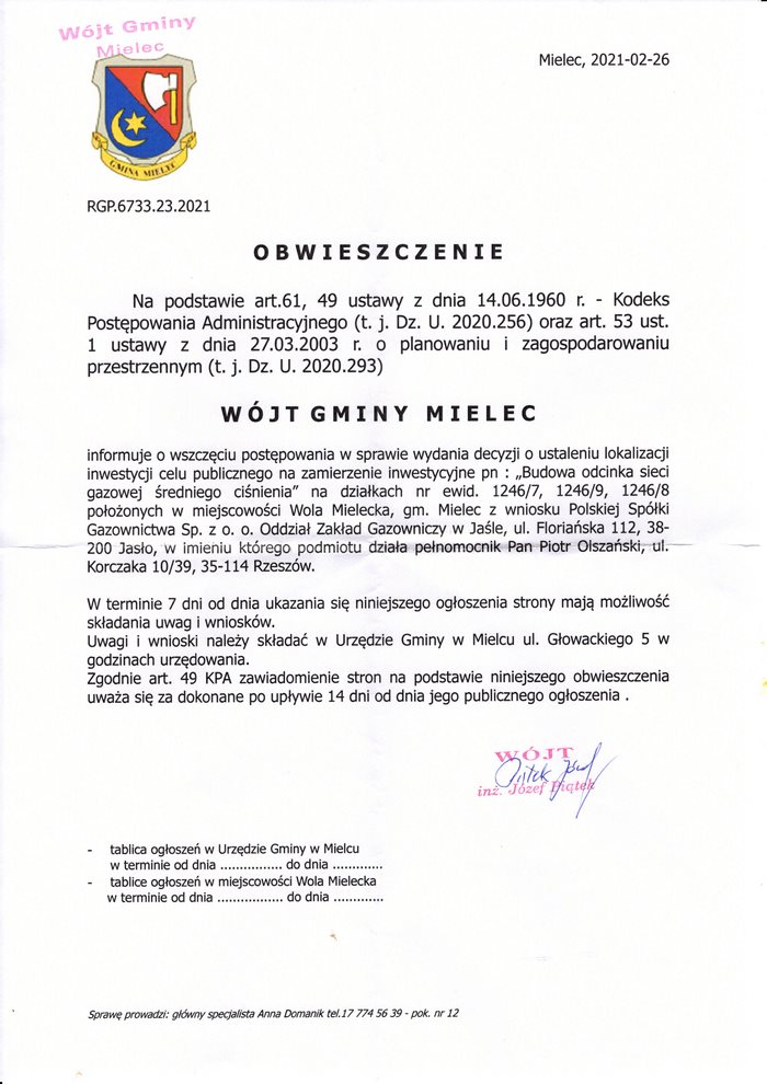 Obwieszczenie