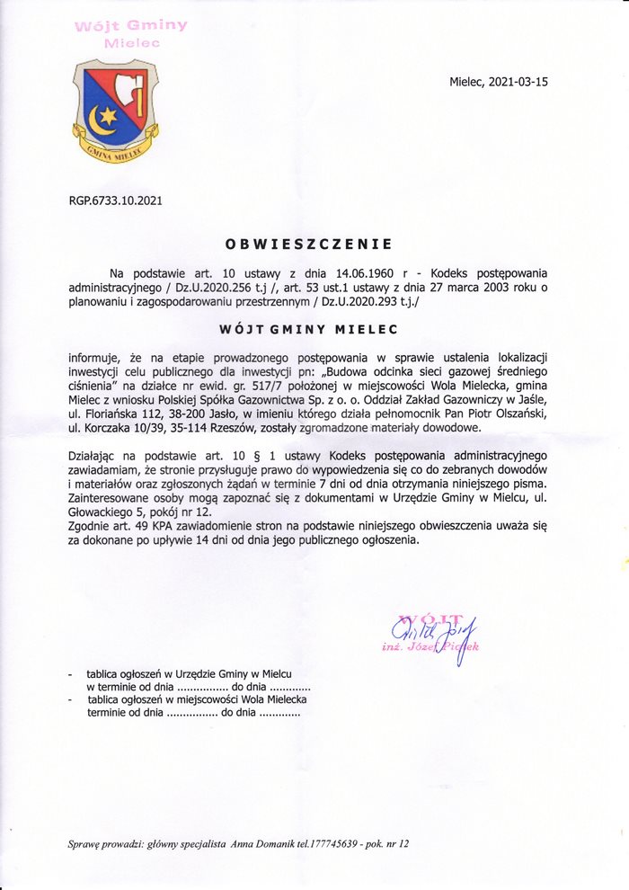 Obwieszczenie