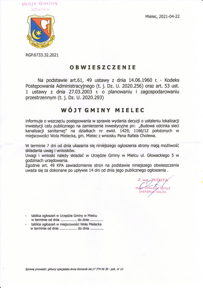 Obwieszczenie